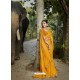 Yellow Designer Party Wear Printed Chiffon Sari