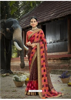 Multi Colour Designer Party Wear Printed Chiffon Sari