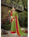 Green Designer Party Wear Printed Chiffon Sari