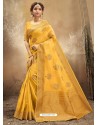 Yellow Designer Party Wear Classic Cotton Sari