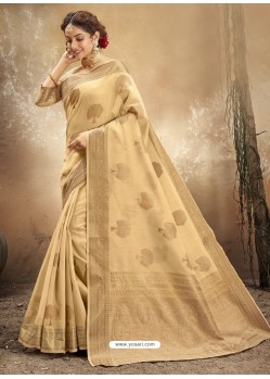 Gold Designer Party Wear Classic Cotton Sari