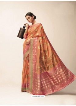 Rust Designer Party Wear Classic Cotton Sari