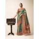 Grayish Green Designer Party Wear Classic Cotton Sari