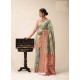 Aqua Grey Designer Party Wear Classic Cotton Sari