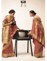 Rust Designer Party Wear Classic Cotton Sari