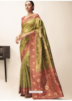 Green Designer Party Wear Classic Cotton Sari