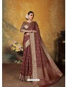 Maroon Designer Party Wear Art Silk Sari