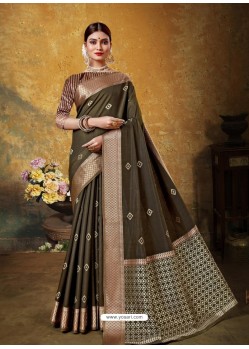 Coffee Designer Party Wear Art Silk Sari