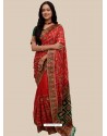 Red Stylish Designer Wedding Wear Soft Silk Sari