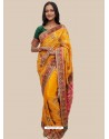 Yellow Stylish Designer Wedding Wear Soft Silk Sari