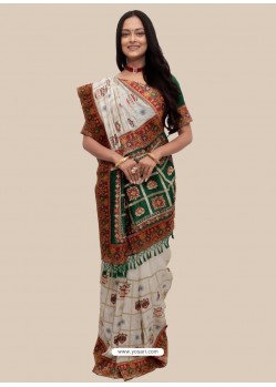 White Stylish Designer Wedding Wear Soft Silk Sari