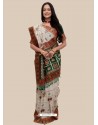 White Stylish Designer Wedding Wear Soft Silk Sari
