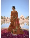 Rust Designer Casual Soft Cotton Linen Sari