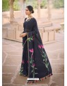 Navy Blue Designer Casual Soft Cotton Linen Sari