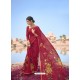 Red Designer Casual Soft Cotton Linen Sari