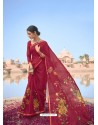 Red Designer Casual Soft Cotton Linen Sari