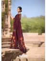 Maroon Designer Casual Soft Cotton Linen Sari