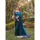 Teal Blue Designer Party Wear Chanderi Silk Sari