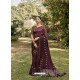 Deep Wine Designer Party Wear Chanderi Silk Sari