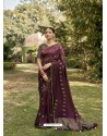 Deep Wine Designer Party Wear Chanderi Silk Sari