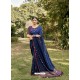 Navy Blue Designer Party Wear Chanderi Silk Sari