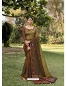 Brown Designer Party Wear Chanderi Silk Sari