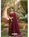 Maroon Designer Party Wear Chanderi Silk Sari