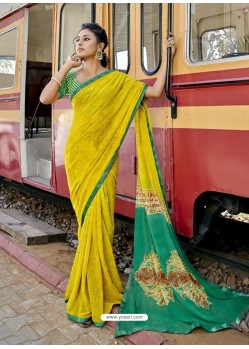 Yellow Designer Casual Wear Georgette Sari