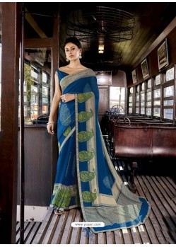 Dark Blue Designer Casual Wear Georgette Sari