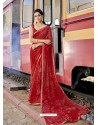 Red Designer Casual Wear Georgette Sari