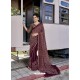 Deep Wine Designer Casual Wear Georgette Sari