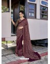 Deep Wine Designer Casual Wear Georgette Sari