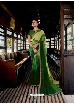 Dark Green Designer Casual Wear Georgette Sari