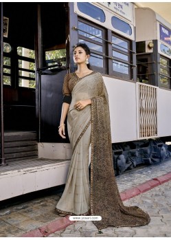 Grey Designer Casual Wear Georgette Sari