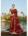 Maroon Designer Party Wear Chanderi Silk Sari