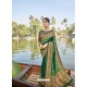 Dark Green Designer Party Wear Chanderi Silk Sari