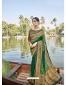 Dark Green Designer Party Wear Chanderi Silk Sari