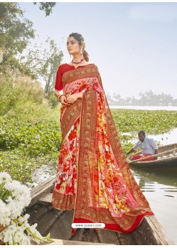 Multi Colour Designer Party Wear Chanderi Silk Sari