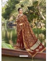 Brown Designer Party Wear Chanderi Silk Sari