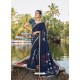 Navy Blue Designer Party Wear Chanderi Silk Sari