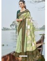 Green Designer Party Wear Chanderi Silk Sari