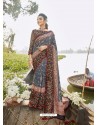 Grey Designer Party Wear Chanderi Silk Sari