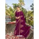 Deep Wine Designer Party Wear Chanderi Silk Sari