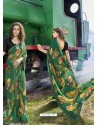 Dark Green Designer Casual Wear Georgette Sari