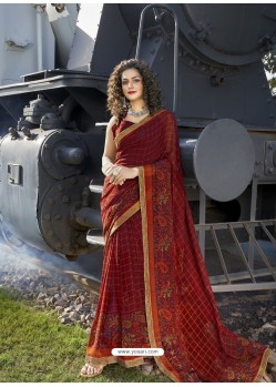 Maroon Designer Casual Wear Georgette Sari