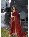 Maroon Designer Casual Wear Georgette Sari