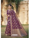 Purple Designer Classic Wear Cotton Jacquard Sari