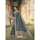 Teal Blue Designer Classic Wear Cotton Jacquard Sari