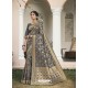 Grey Designer Classic Wear Cotton Jacquard Sari