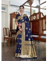 Navy Blue Designer Classic Wear Soft Art Silk Sari